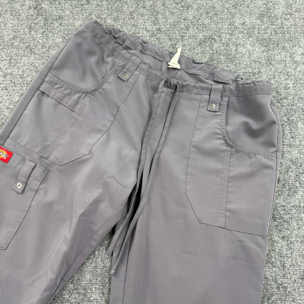 Dickies Scrub Pants Small Petite Grey Cargo Drawstring Medical Workwear Women's